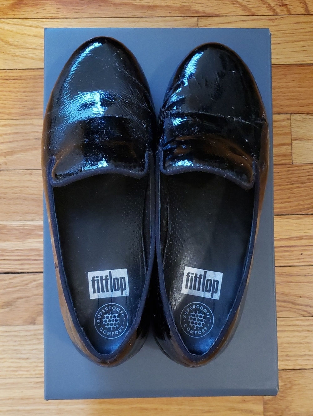 Fitflop Black Patent Leather Loafers